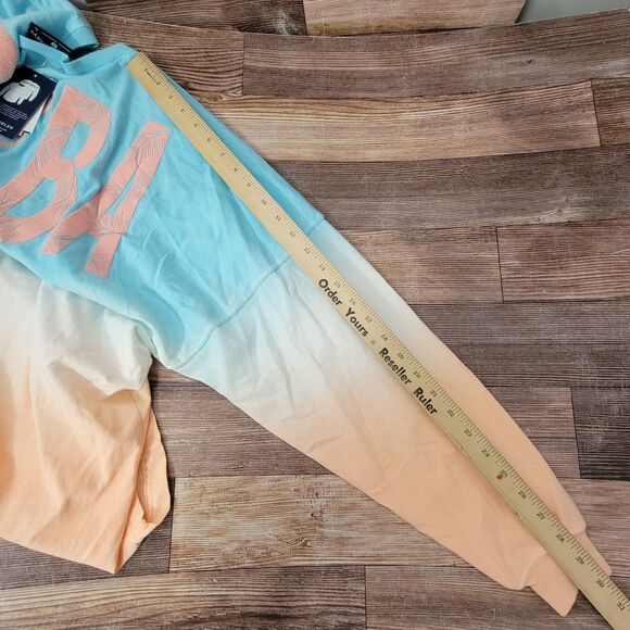 Spirit Jersey Womens Size L Ombre V Neck Aruba Tourist Long Sleeve Relaxed NWT - Picture 7 of 8